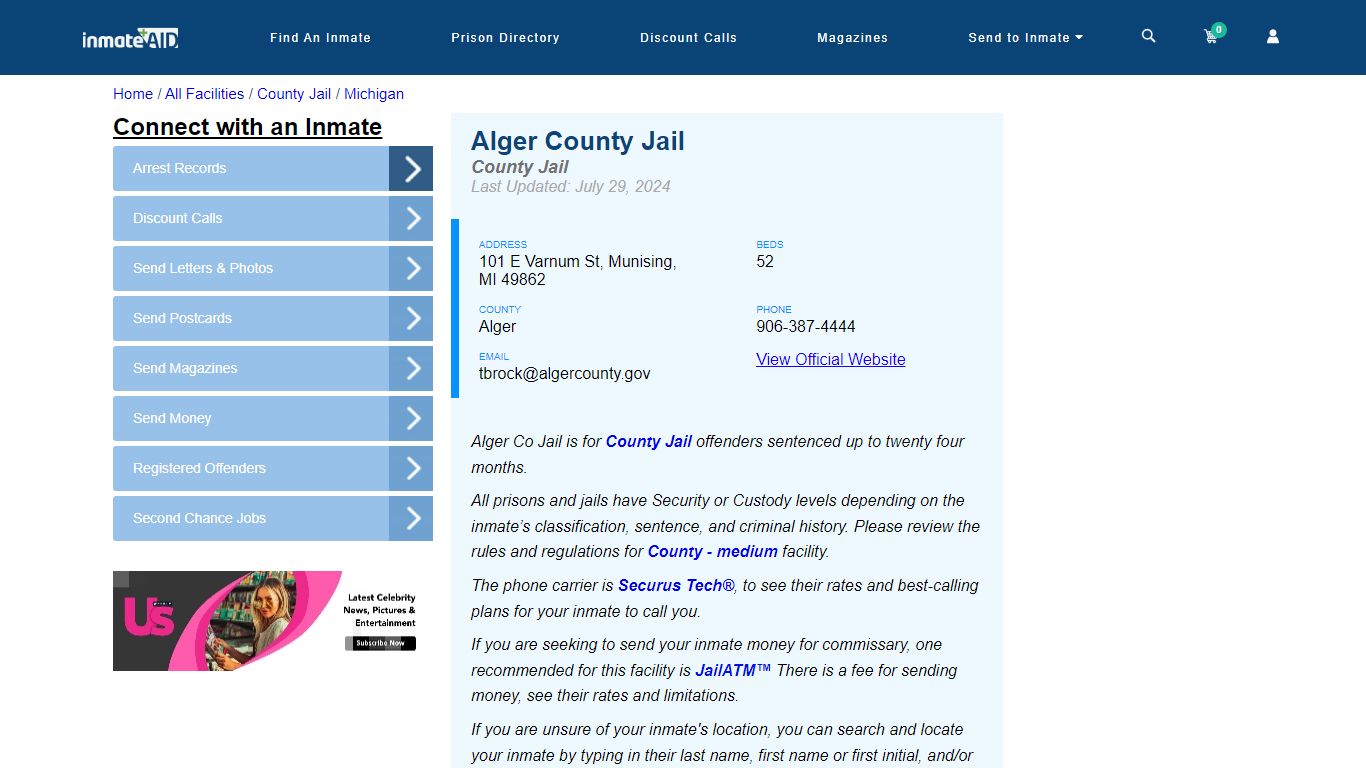 Alger County Jail - Inmate Locator